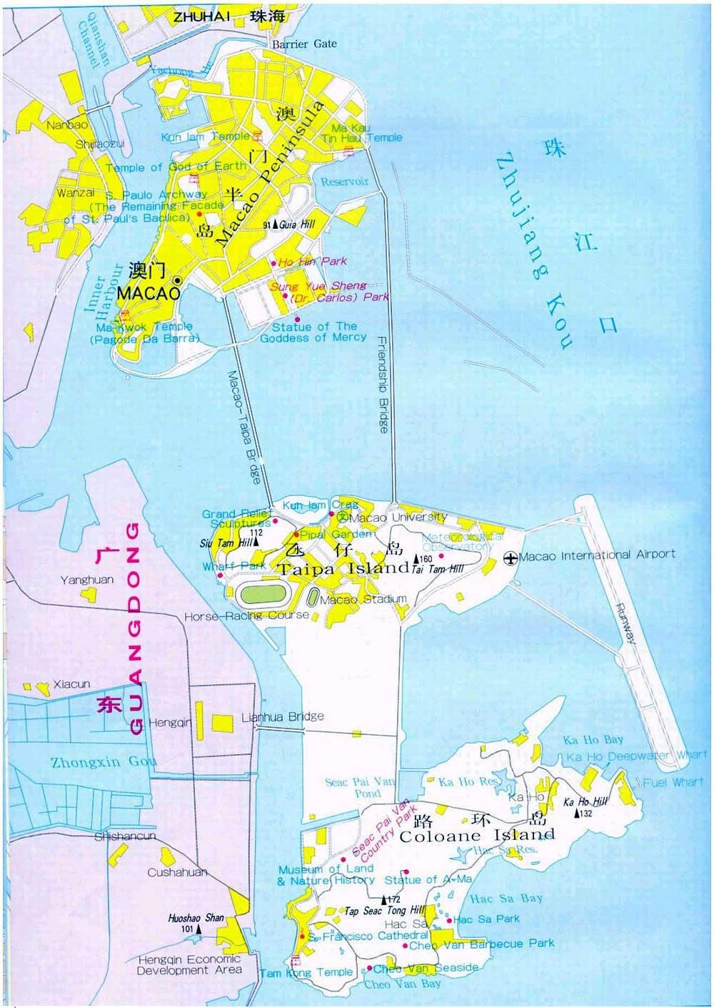 ਨਕਸ਼ਾ Macau ਦੇ ਸ਼ਹਿਰ