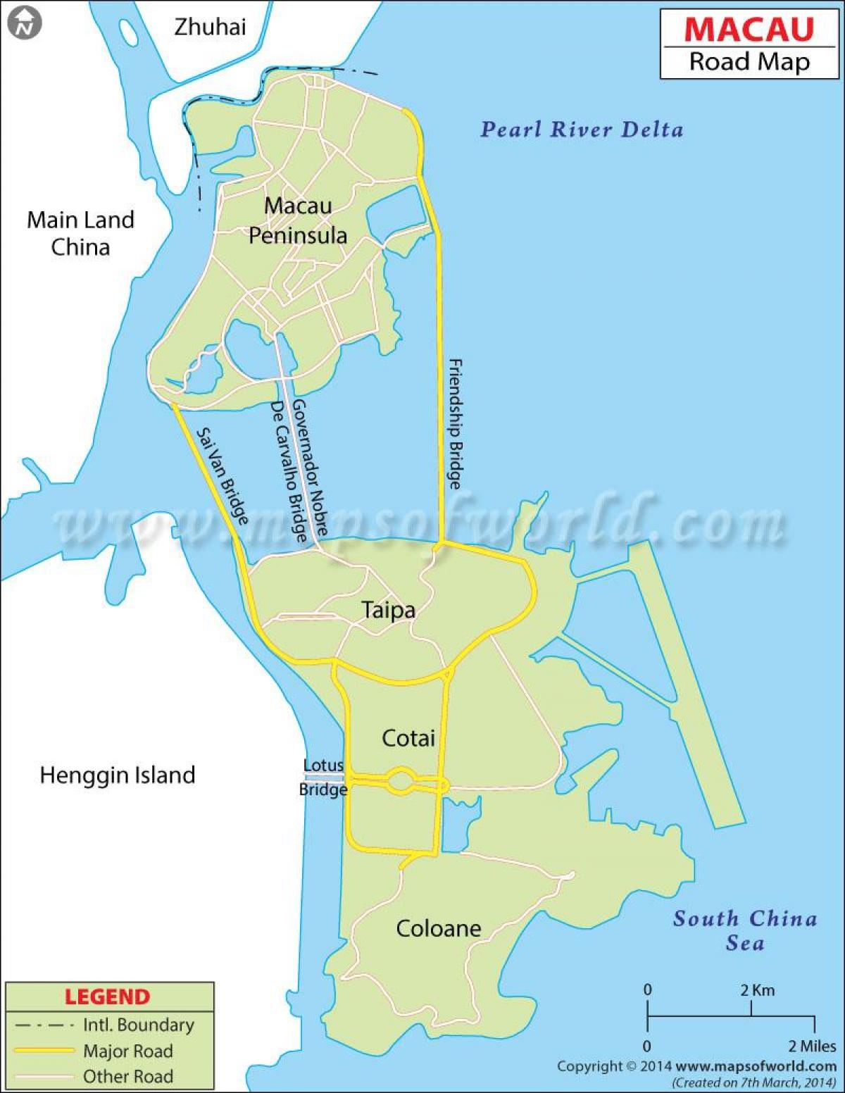 Macau ਪ੍ਰਾਇਦੀਪ ਦਾ ਨਕਸ਼ਾ