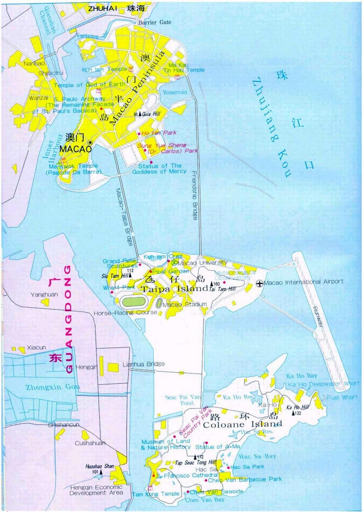 ਨਕਸ਼ਾ Macau ਦੇ ਸ਼ਹਿਰ